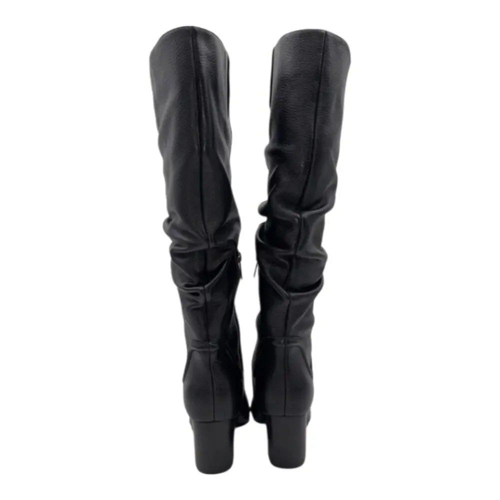 Vince Camuto Black Leather Slouchy Chelsey knee high boot Size 9 W Wide Calf NEW